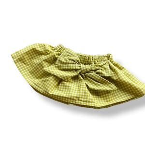Trendy Ties Girls Skirt Size 6-9 Months Lime Green Gingham Bow‎ Skirt Twirly